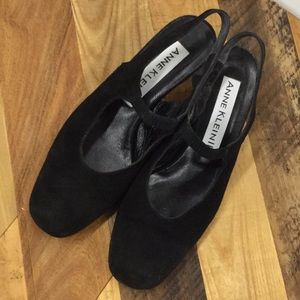 Black Suede Mary Janes by Anne Klein II Italy